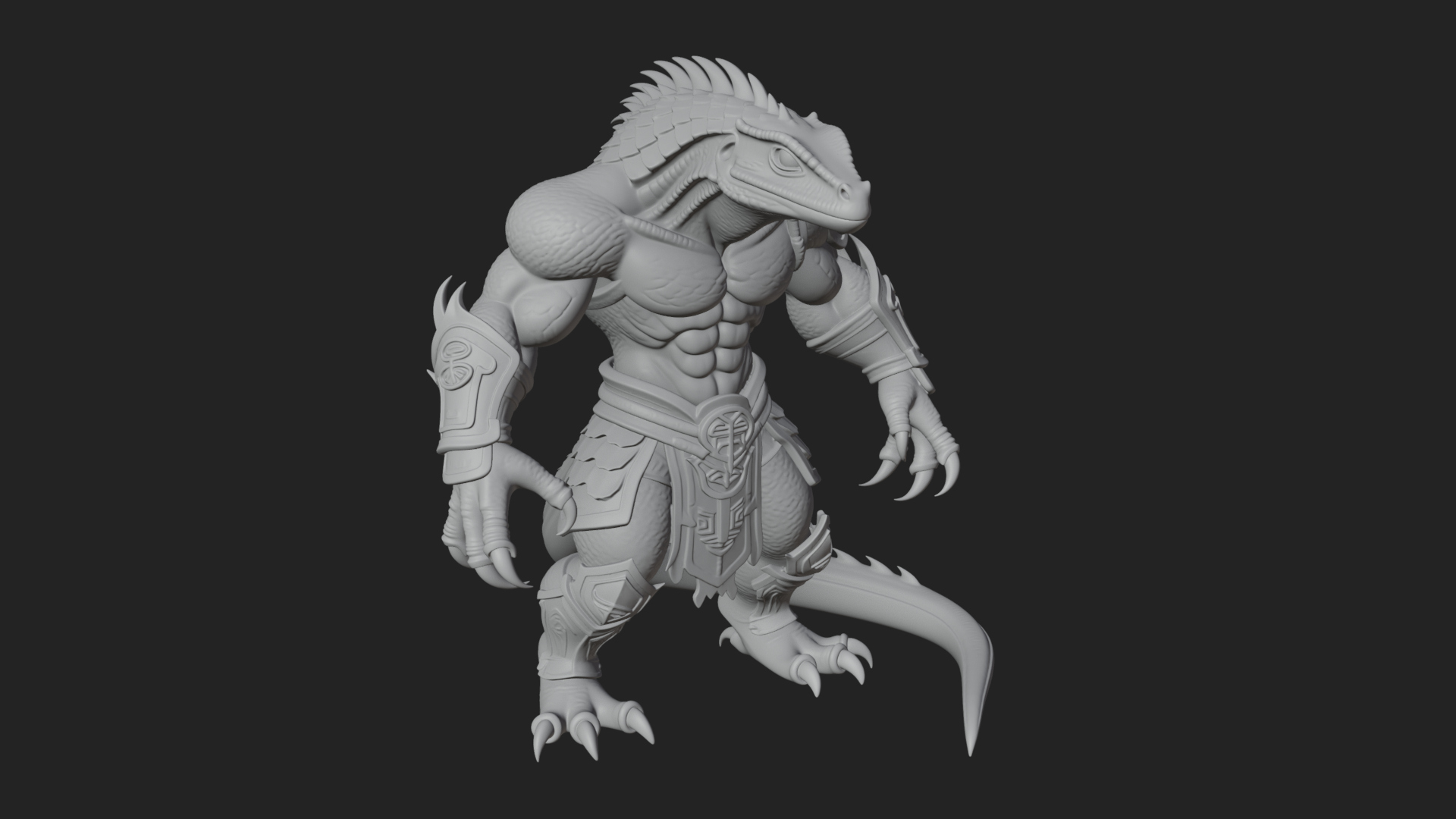 Beastman with Lizard Head Statue Design 2 3D Print Model 3D Model