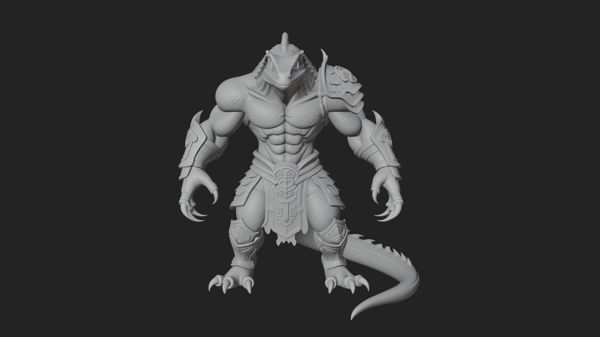 Beastman with Lizard Head Statue Design 2 3D Print Model 3D Model