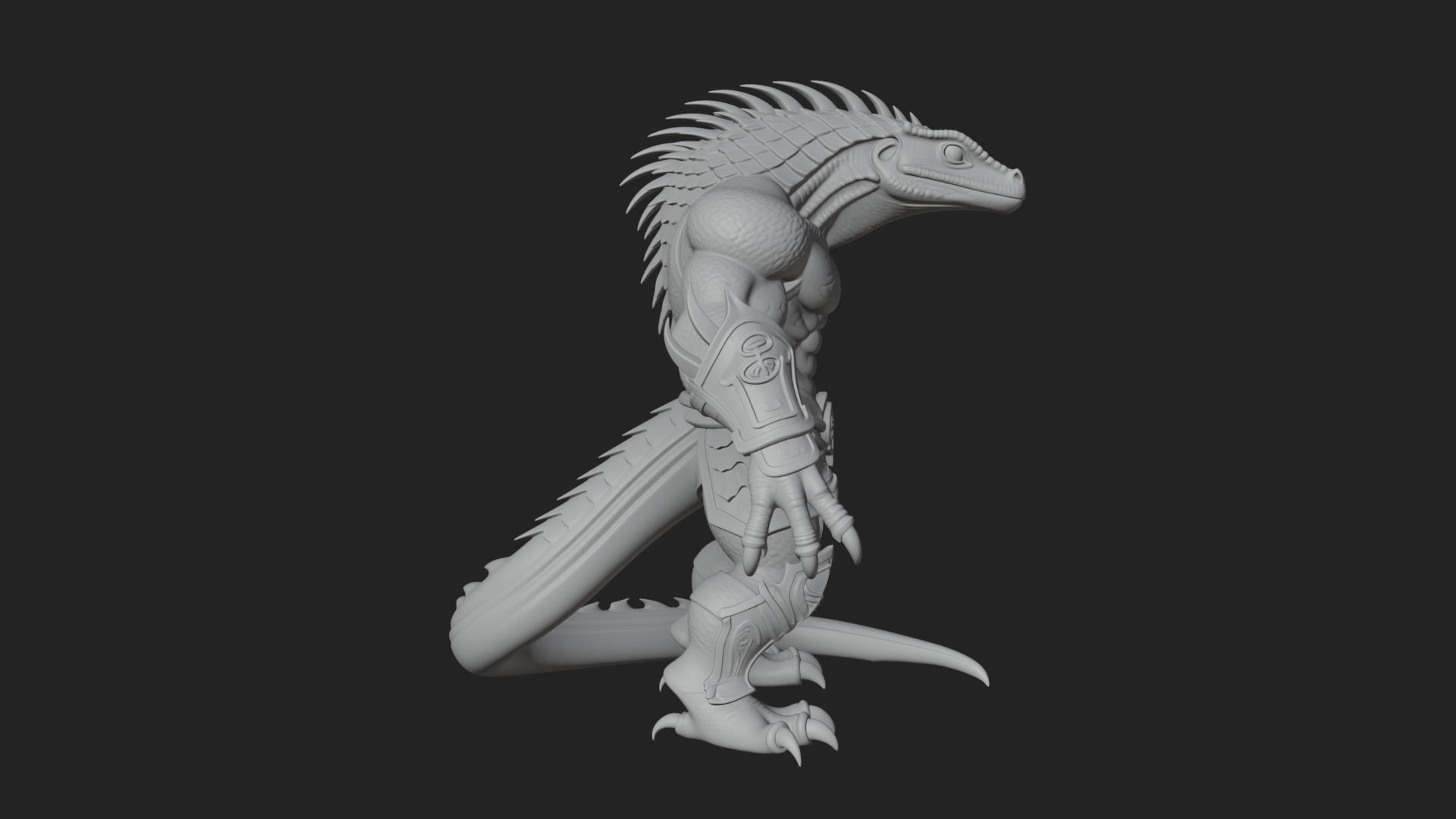 Beastman with Lizard Head Statue Design 2 3D Print Model 3D Model
