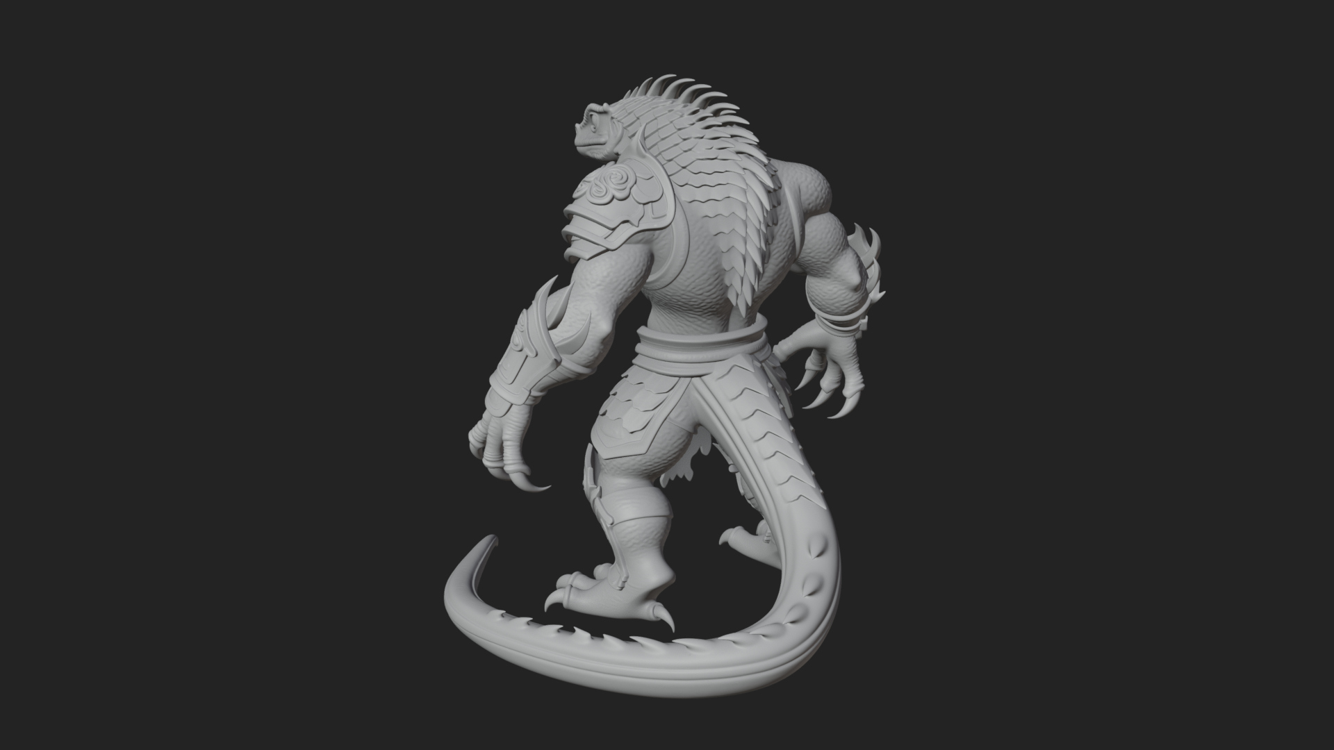 Beastman with Lizard Head Statue Design 2 3D Print Model 3D Model