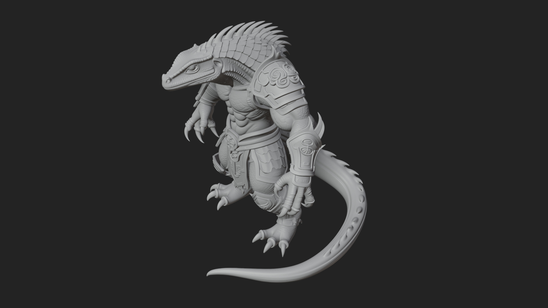 Beastman with Lizard Head Statue Design 2 3D Print Model 3D Model