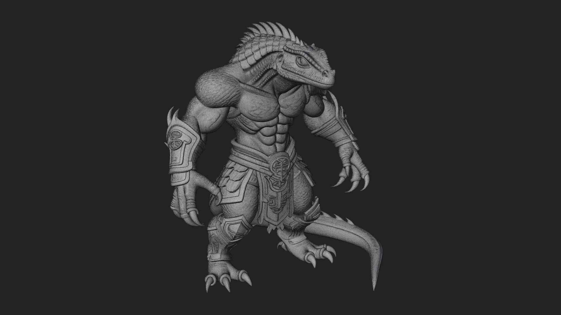 Beastman with Lizard Head Statue Design 2 3D Print Model 3D Model