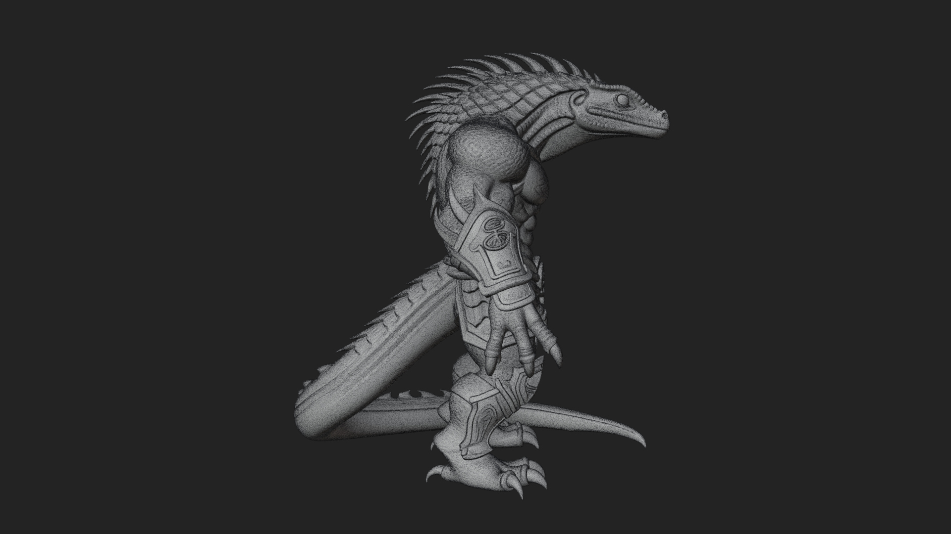 Beastman with Lizard Head Statue Design 2 3D Print Model 3D Model