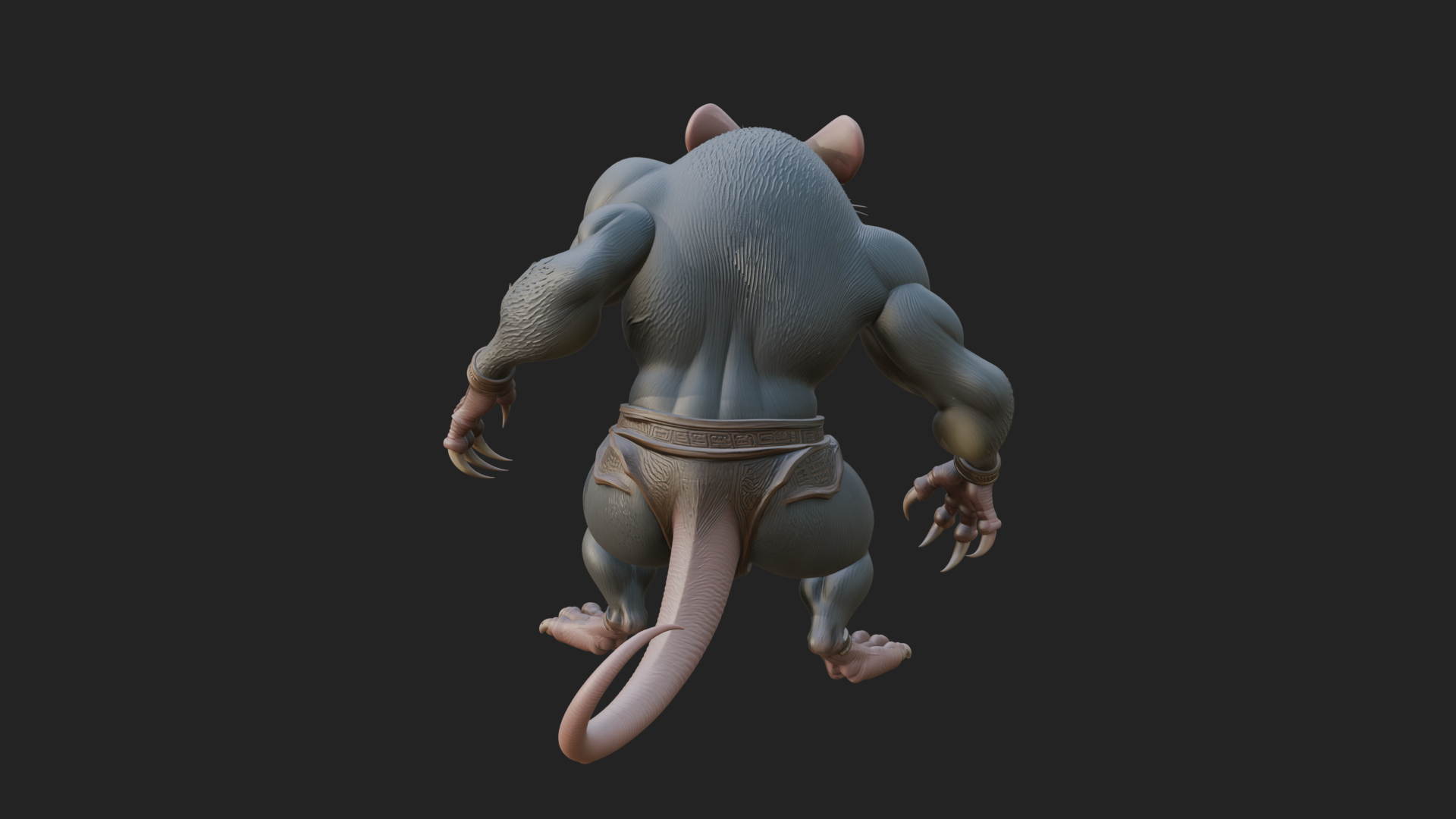 Beastman with Rat Head Statue Design 1 3D Print Model 3D Model