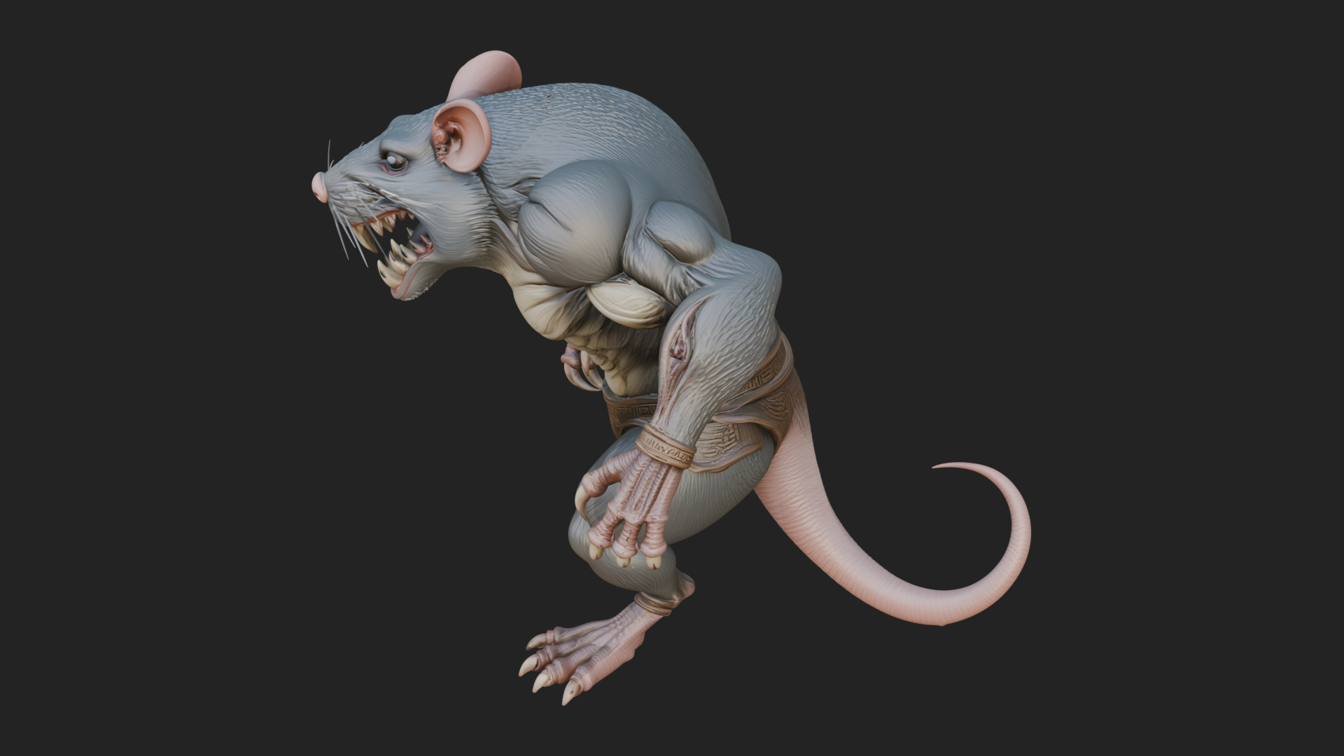 Beastman with Rat Head Statue Design 1 3D Print Model 3D Model