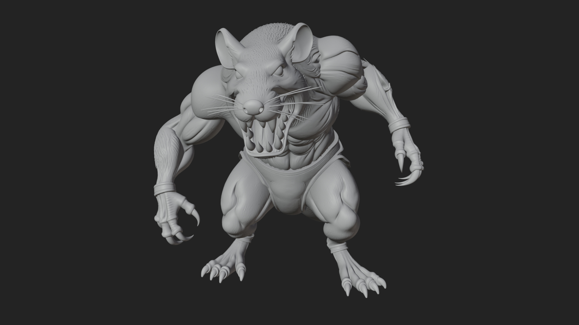 Beastman with Rat Head Statue Design 1 3D Print Model 3D Model