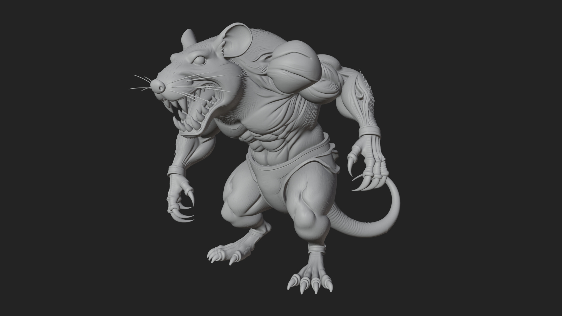 Beastman with Rat Head Statue Design 1 3D Print Model 3D Model