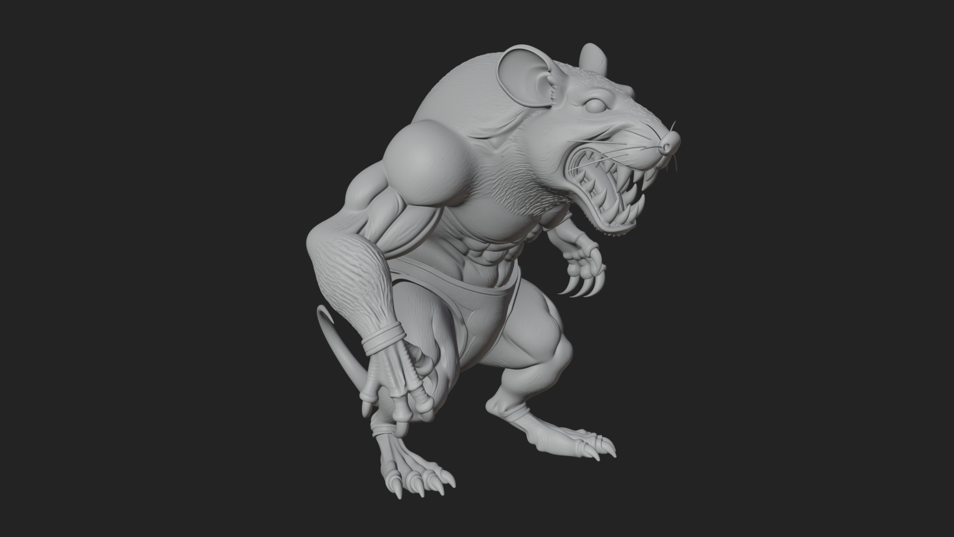 Beastman with Rat Head Statue Design 1 3D Print Model 3D Model