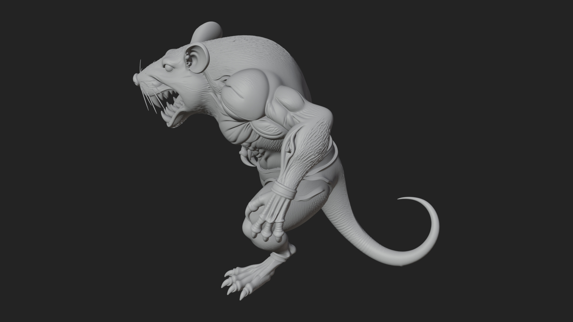 Beastman with Rat Head Statue Design 1 3D Print Model 3D Model