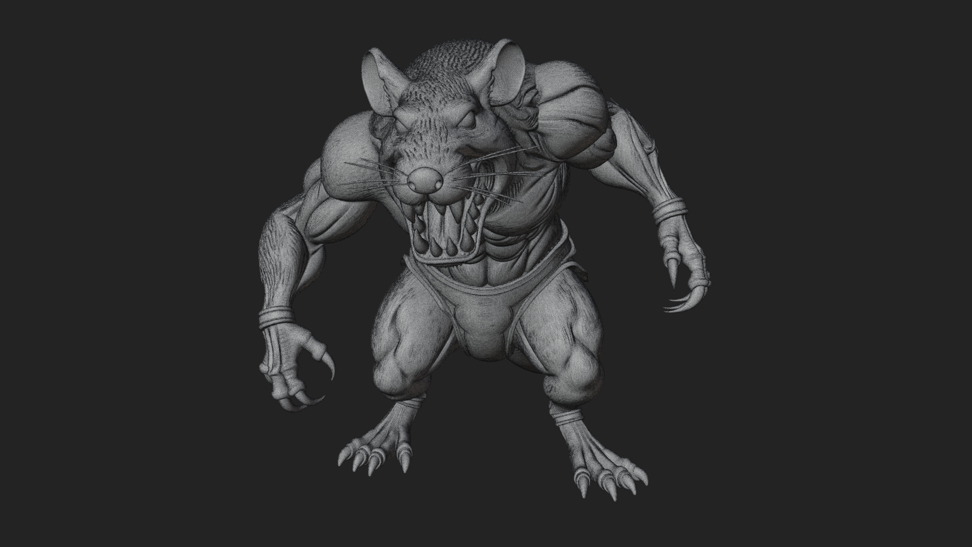 Beastman with Rat Head Statue Design 1 3D Print Model 3D Model