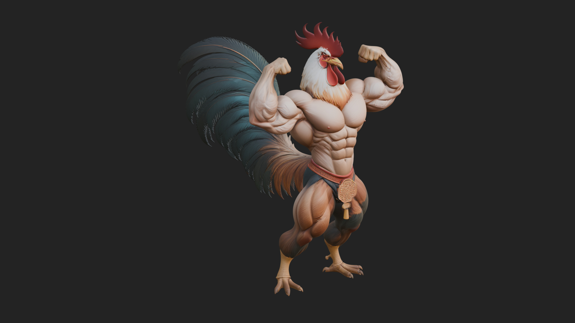 Beastman with Rooster Head Statue Design 1 3D Print Model 3D Model
