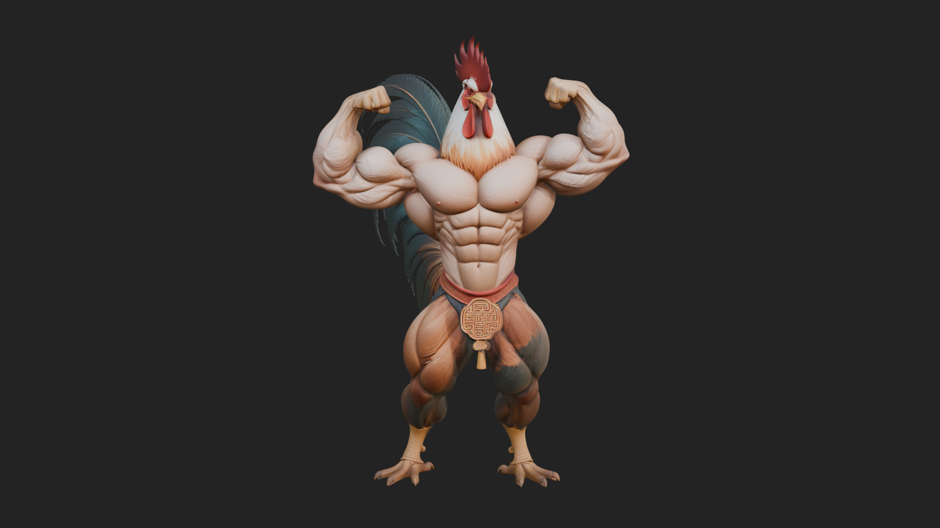 Beastman with Rooster Head Statue Design 1 3D Print Model 3D Model