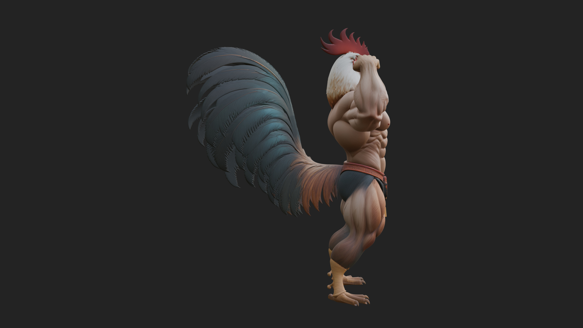 Beastman with Rooster Head Statue Design 1 3D Print Model 3D Model