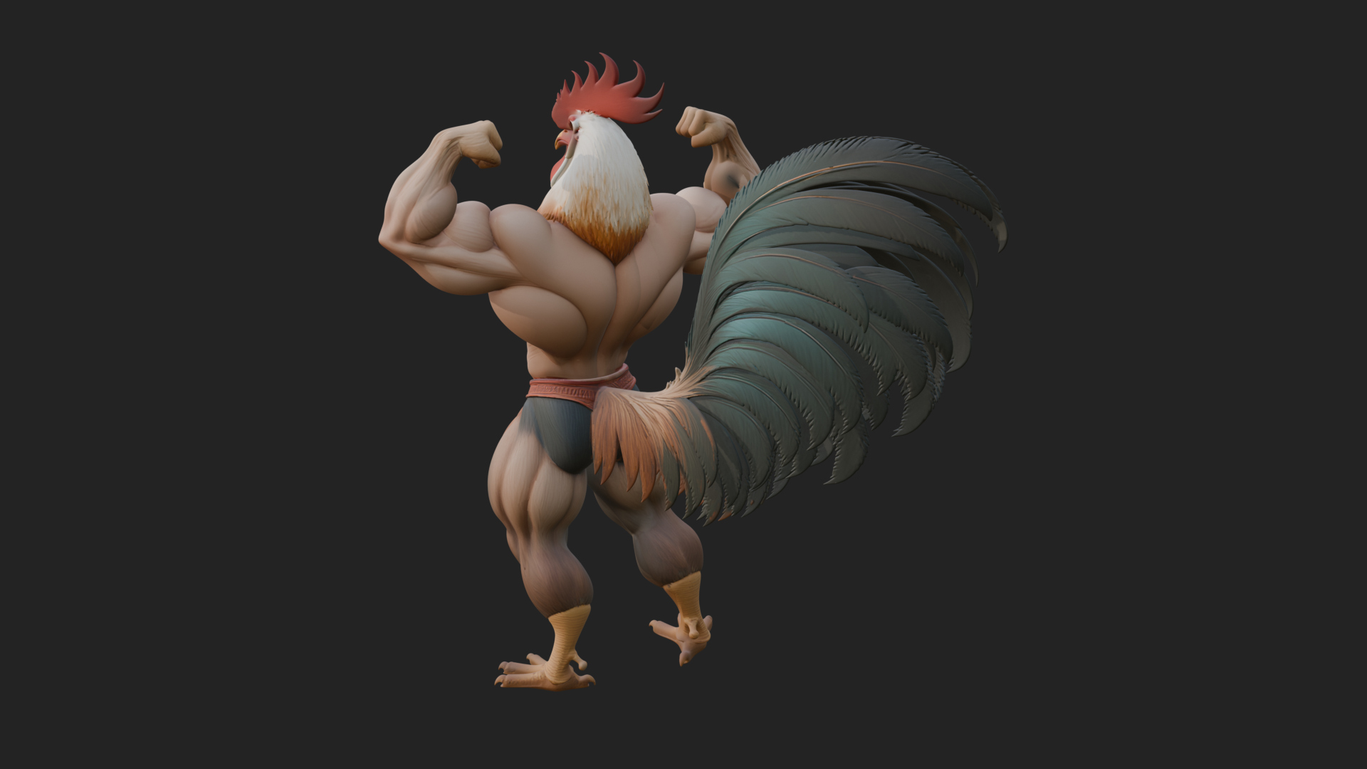 Beastman with Rooster Head Statue Design 1 3D Print Model 3D Model