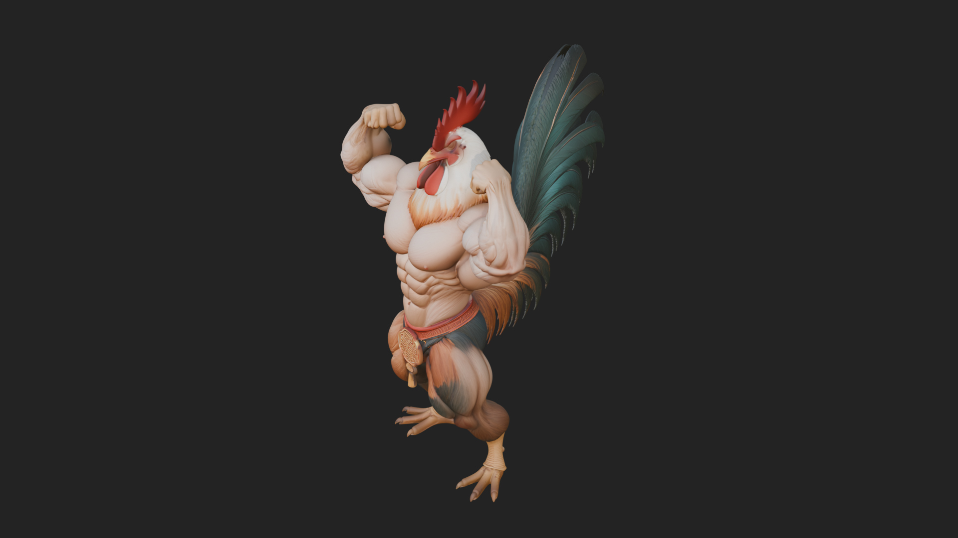 Beastman with Rooster Head Statue Design 1 3D Print Model 3D Model