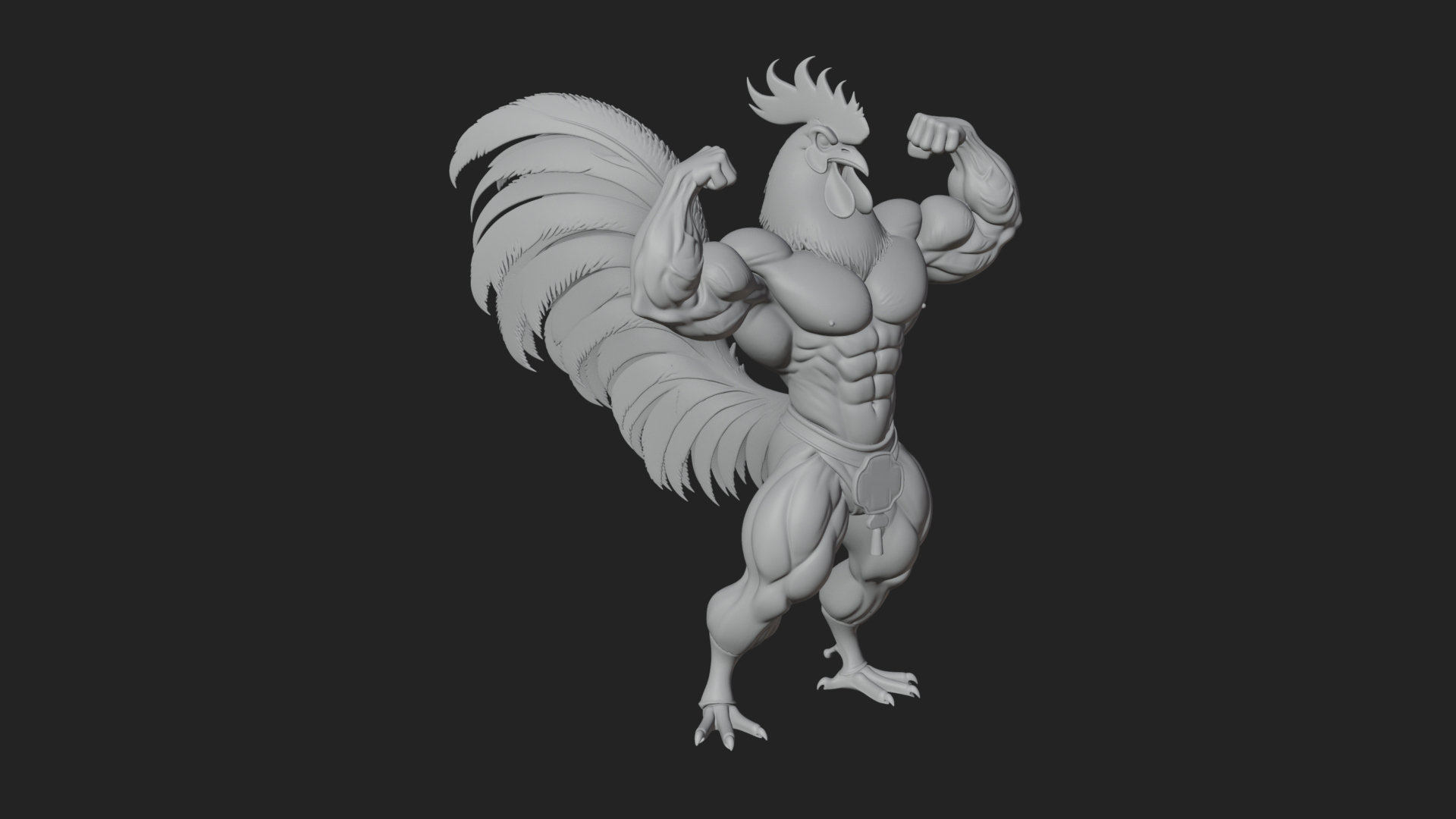 Beastman with Rooster Head Statue Design 1 3D Print Model 3D Model