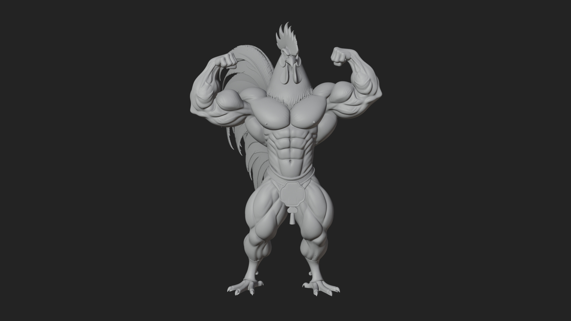 Beastman with Rooster Head Statue Design 1 3D Print Model 3D Model