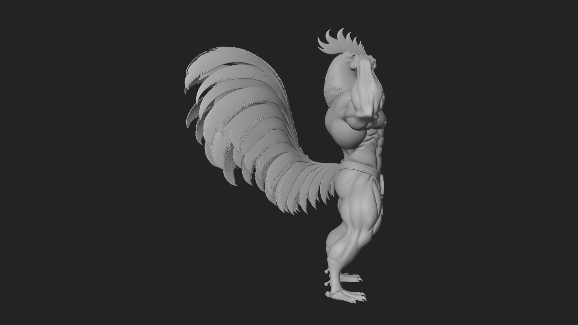 Beastman with Rooster Head Statue Design 1 3D Print Model 3D Model