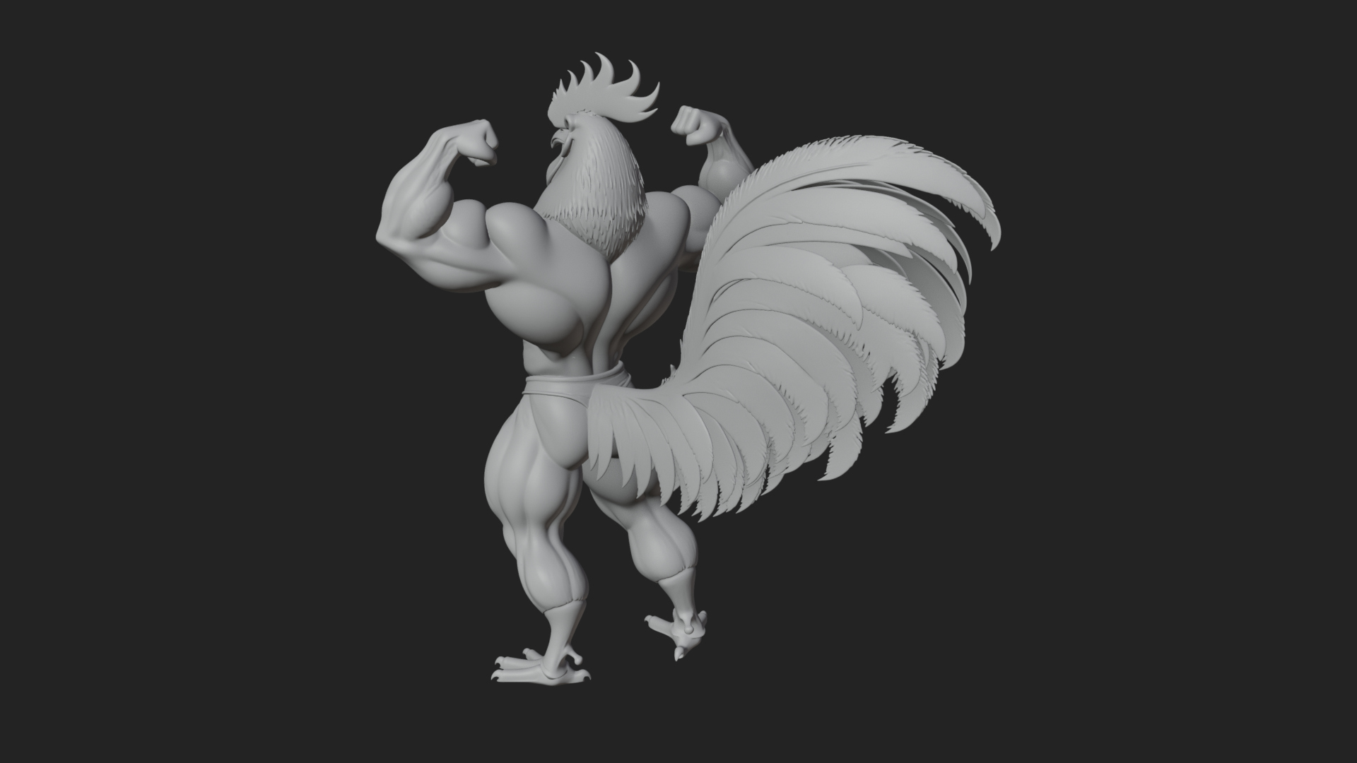 Beastman with Rooster Head Statue Design 1 3D Print Model 3D Model