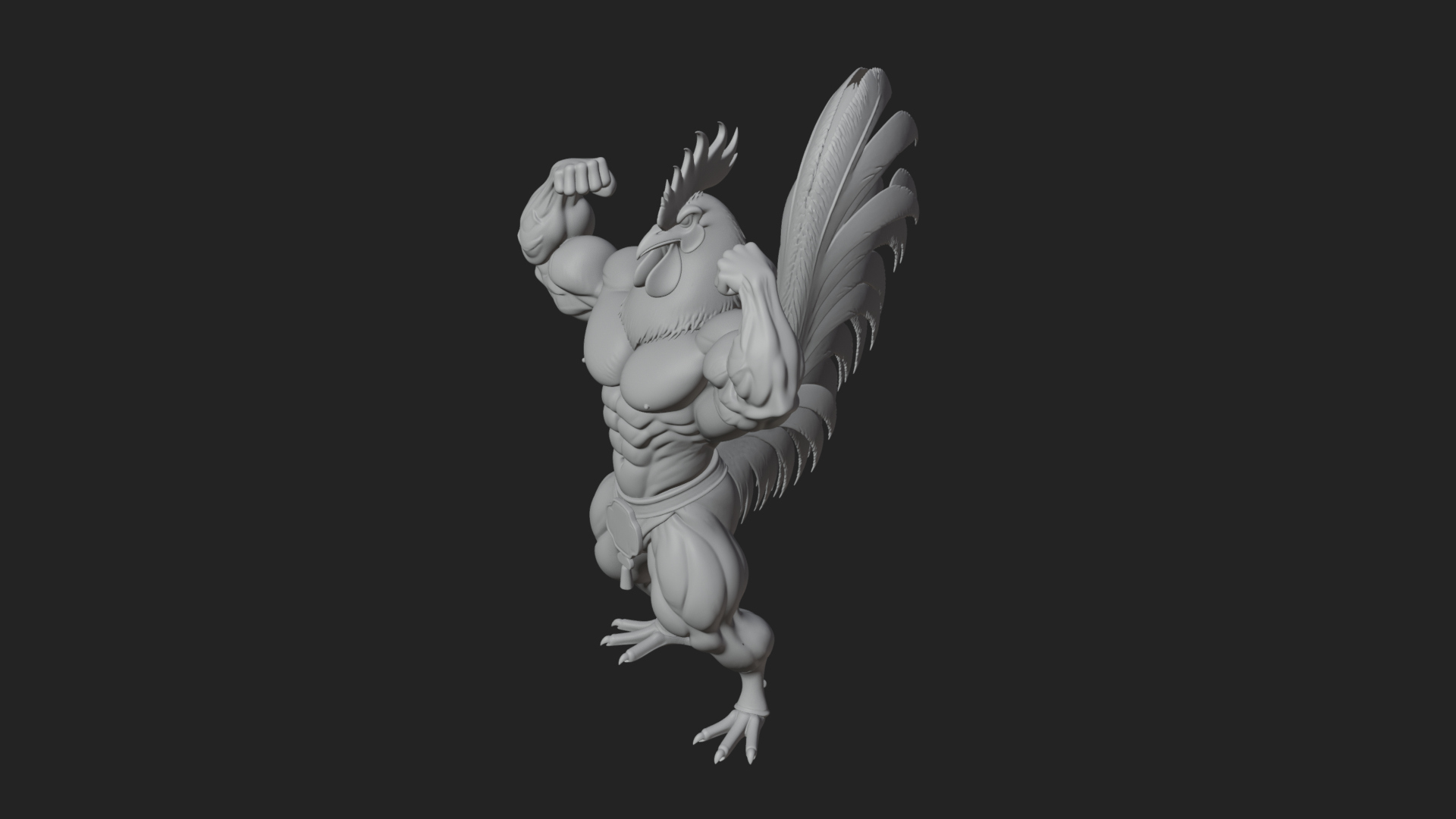 Beastman with Rooster Head Statue Design 1 3D Print Model 3D Model