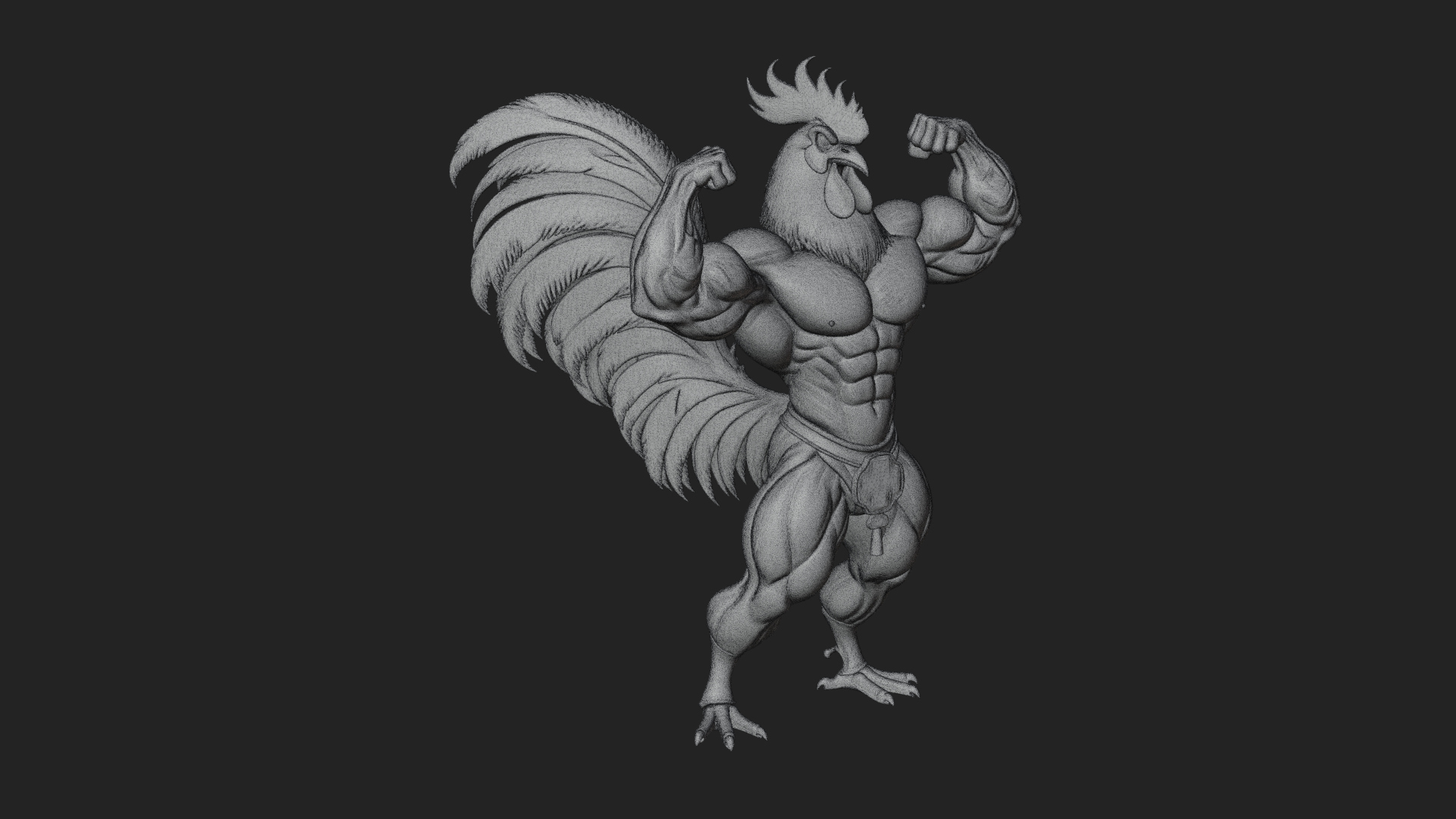 Beastman with Rooster Head Statue Design 1 3D Print Model 3D Model