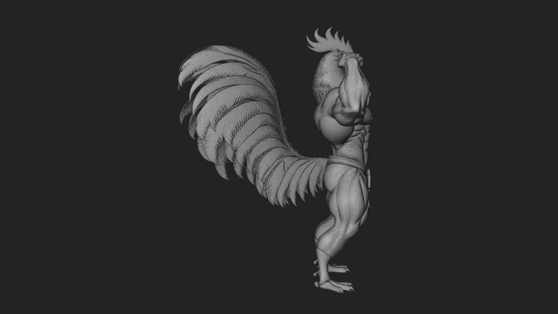 Beastman with Rooster Head Statue Design 1 3D Print Model 3D Model