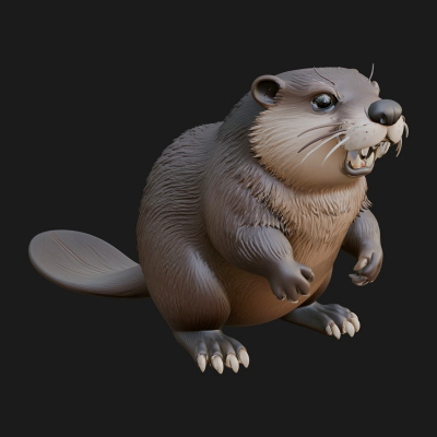 Beaver Statue Design 2 3D Print Model