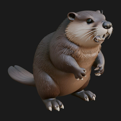 Beaver Statue Design 4 3D Print Model