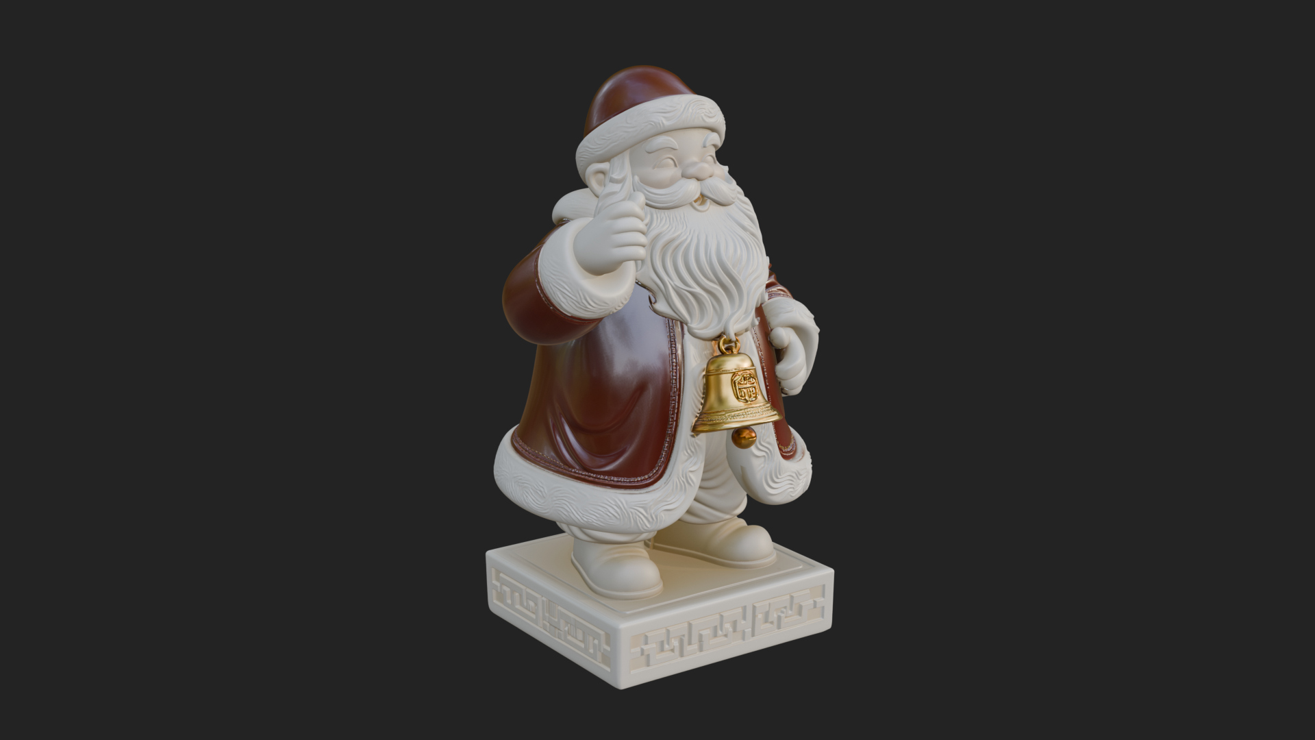Bell Holding Santa Statue Design 2 3D Print Model 3D Model