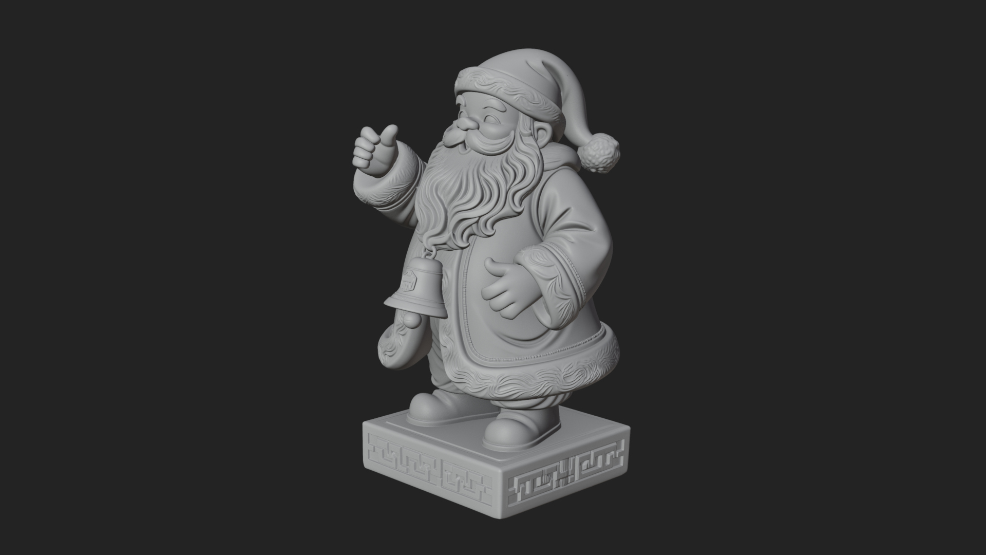 Bell Holding Santa Statue Design 2 3D Print Model 3D Model