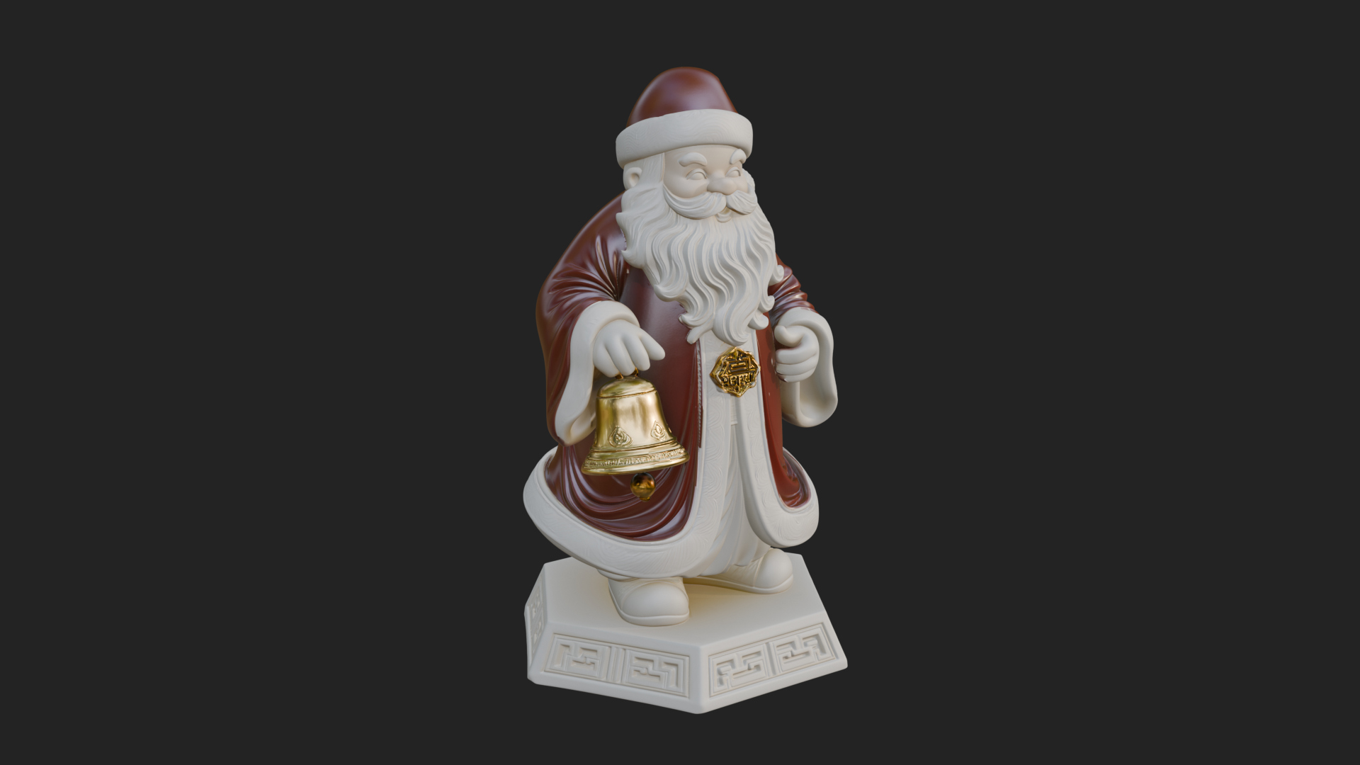 Bell Holding Santa Statue Design 3 3D Print Model 3D Model