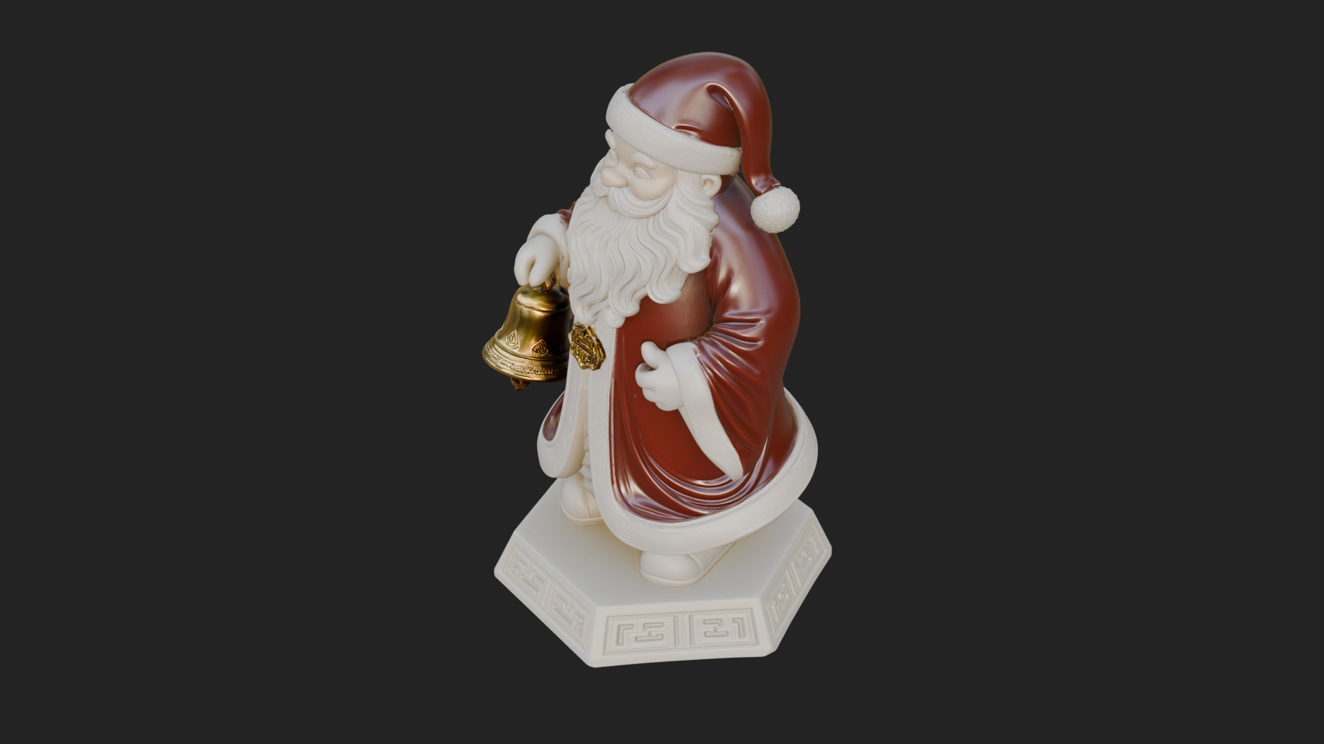 Bell Holding Santa Statue Design 3 3D Print Model 3D Model