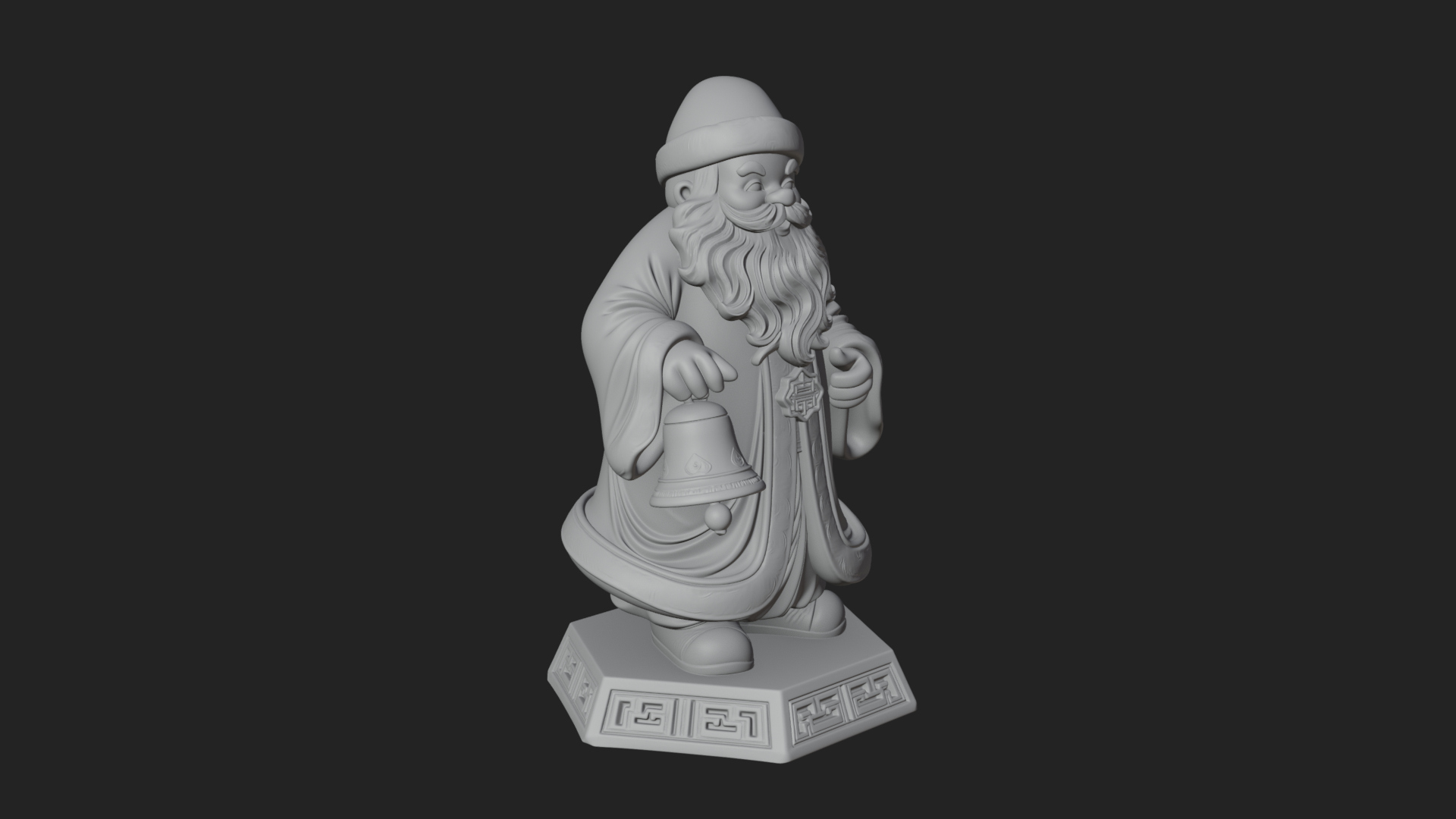 Bell Holding Santa Statue Design 3 3D Print Model 3D Model