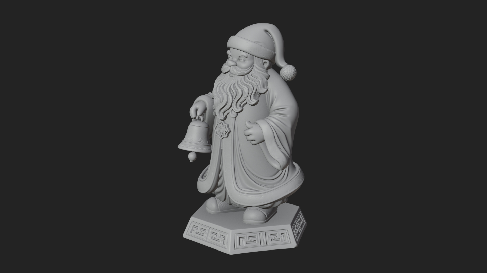 Bell Holding Santa Statue Design 3 3D Print Model 3D Model
