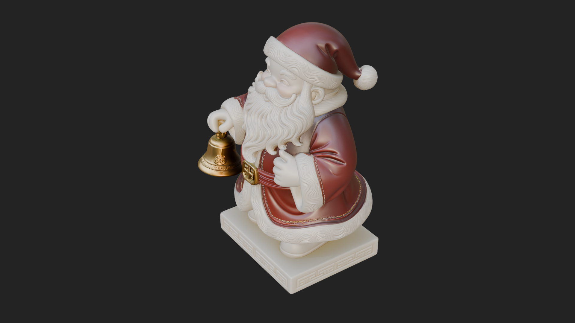 Bell Holding Santa Statue Design 4 3D Print Model 3D Model