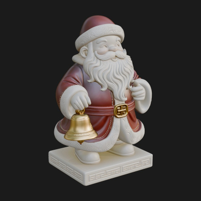 Bell Holding Santa Statue Design 4 3D Print Model