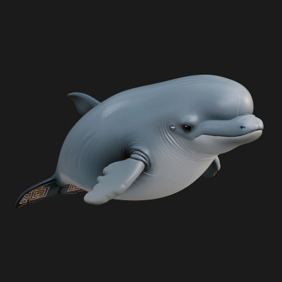 Beluga Whale Statue Design 3 3D Print Model