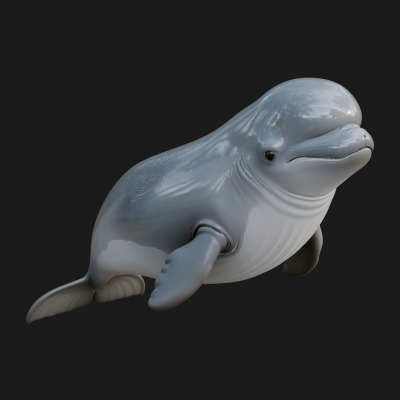 Beluga Whale Statue Design 4 3D Print Model