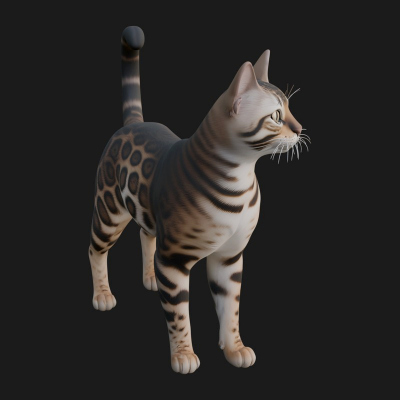 Bengal House Cat Statue Design 1 3D Print Model