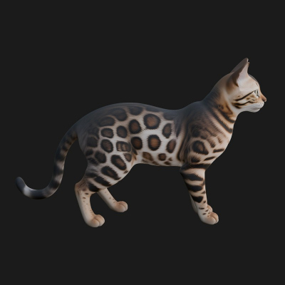 Bengal House Cat Statue Design 2 3D Print Model