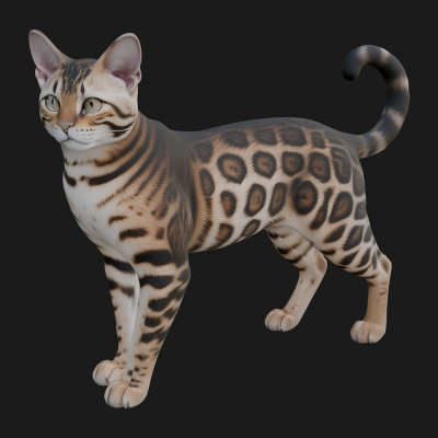 Bengal House Cat Statue Design 3 3D Print Model