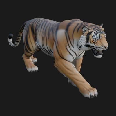 Bengal Tiger Statue Design 3 3D Print Model