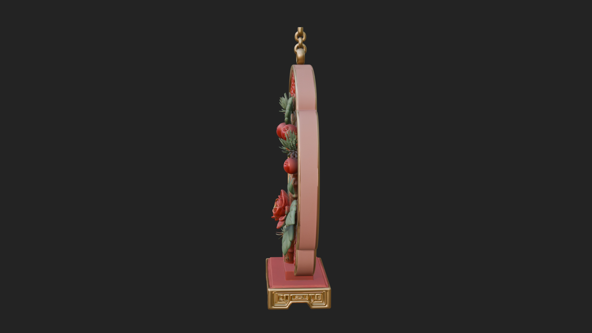 Berry Branch Ring Ornament Design 1 3D Print Model 3D Model