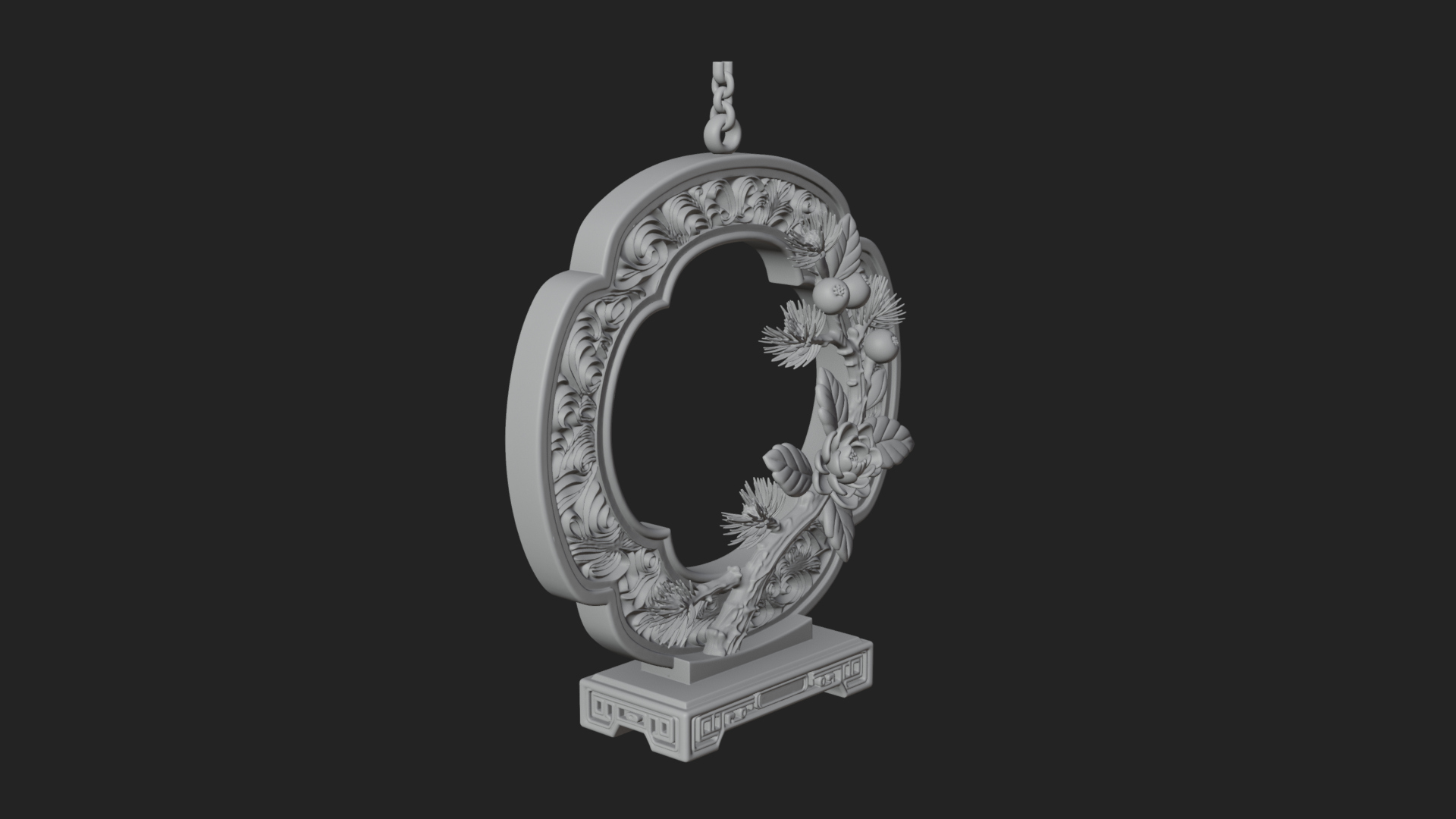 Berry Branch Ring Ornament Design 1 3D Print Model 3D Model