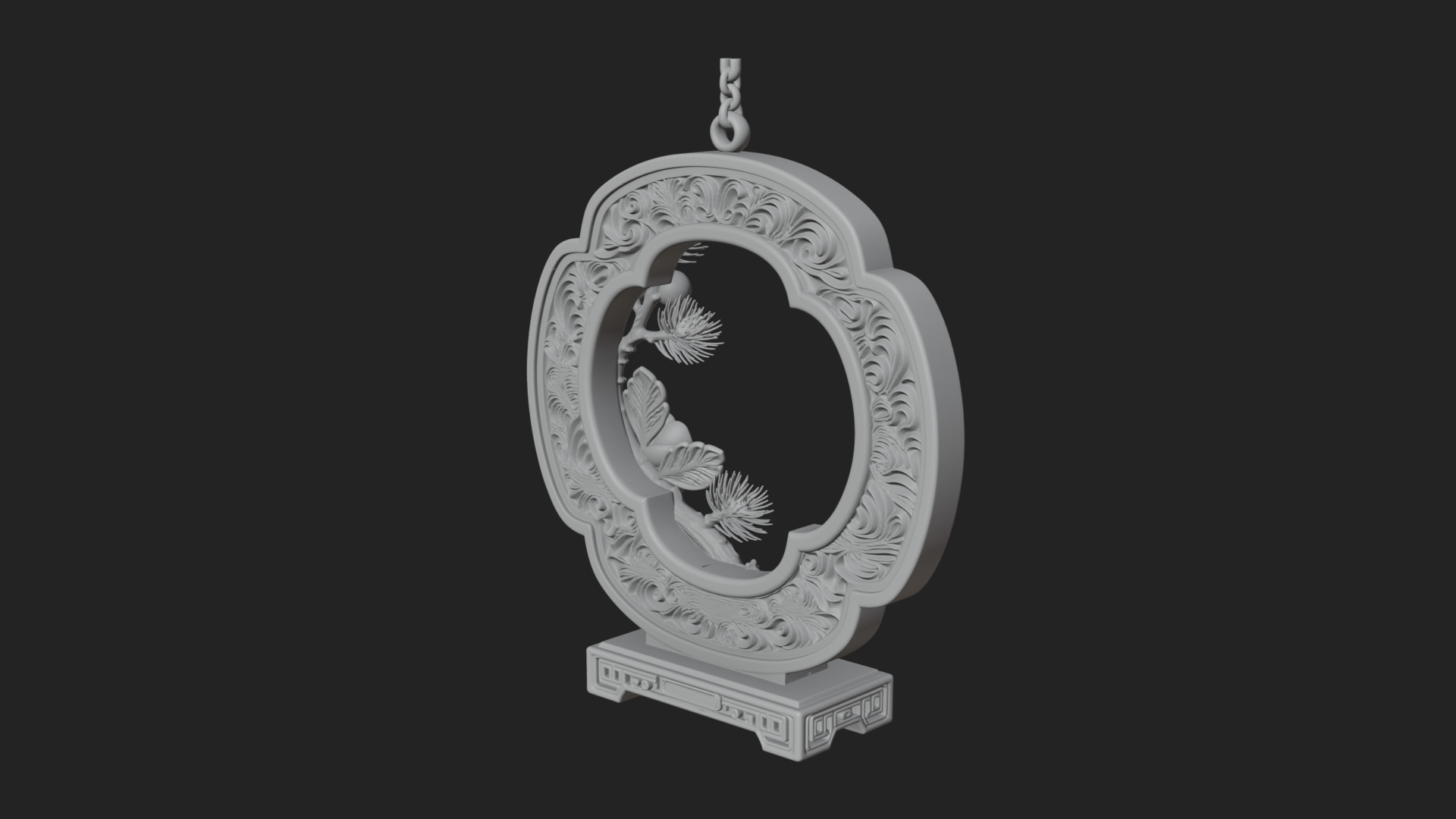 Berry Branch Ring Ornament Design 1 3D Print Model 3D Model