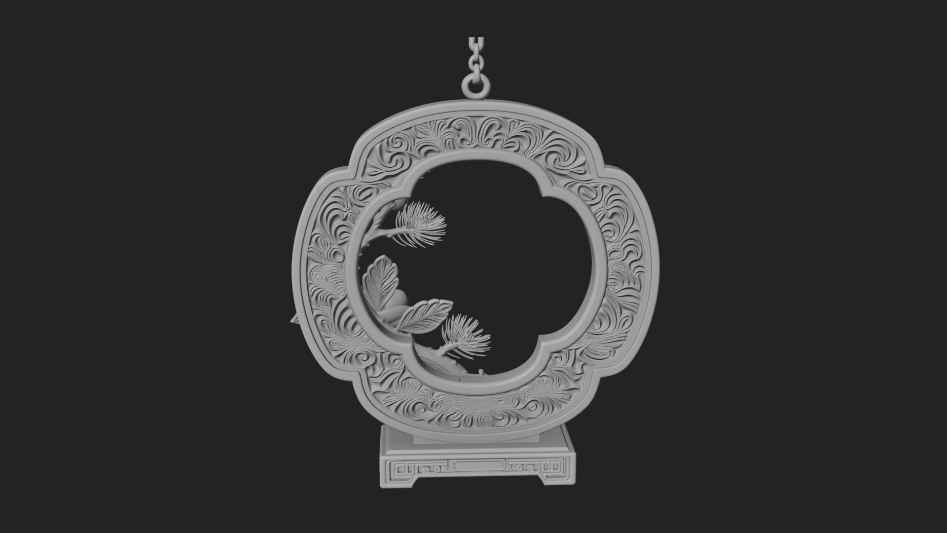 Berry Branch Ring Ornament Design 1 3D Print Model 3D Model