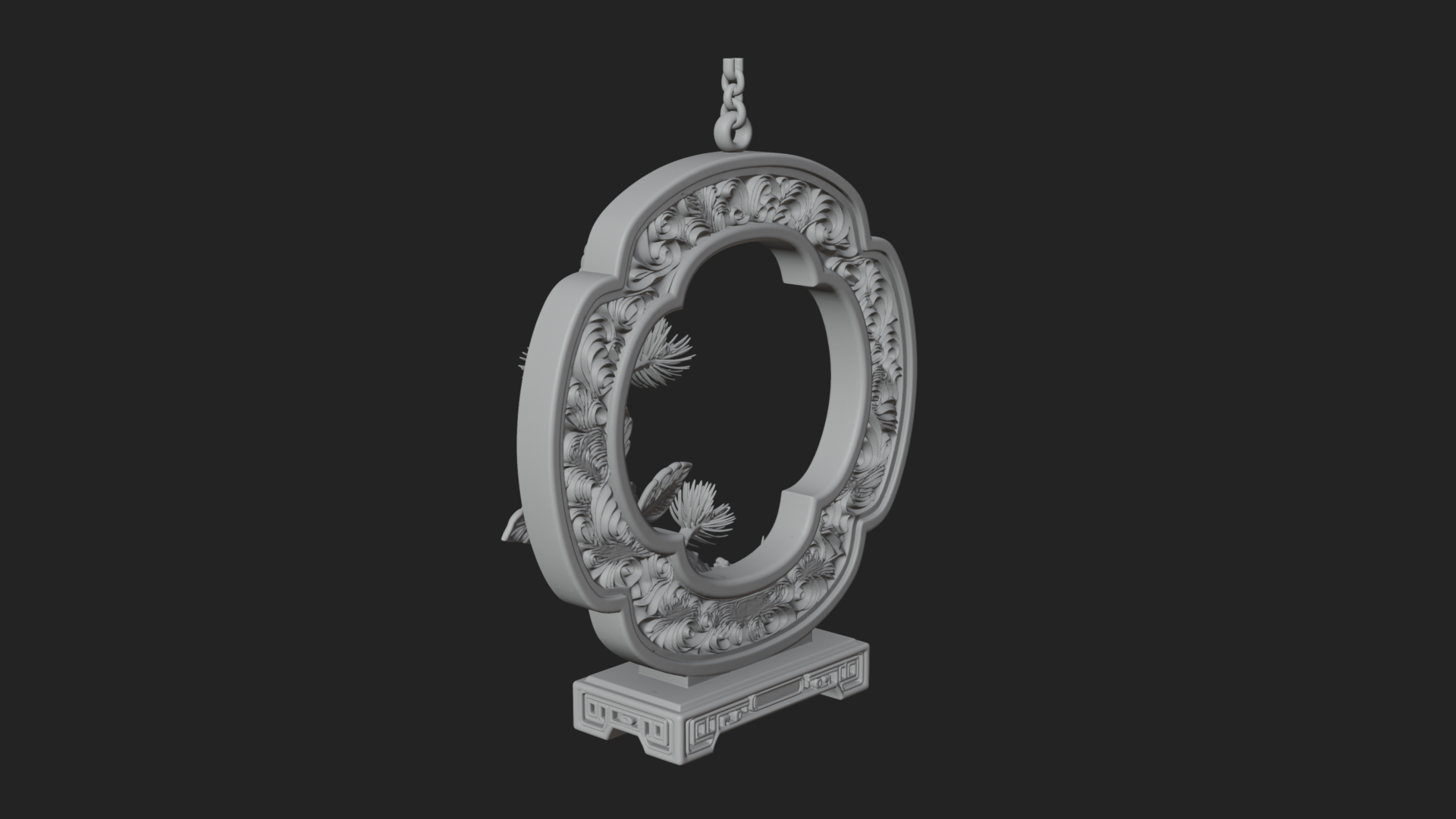 Berry Branch Ring Ornament Design 1 3D Print Model 3D Model