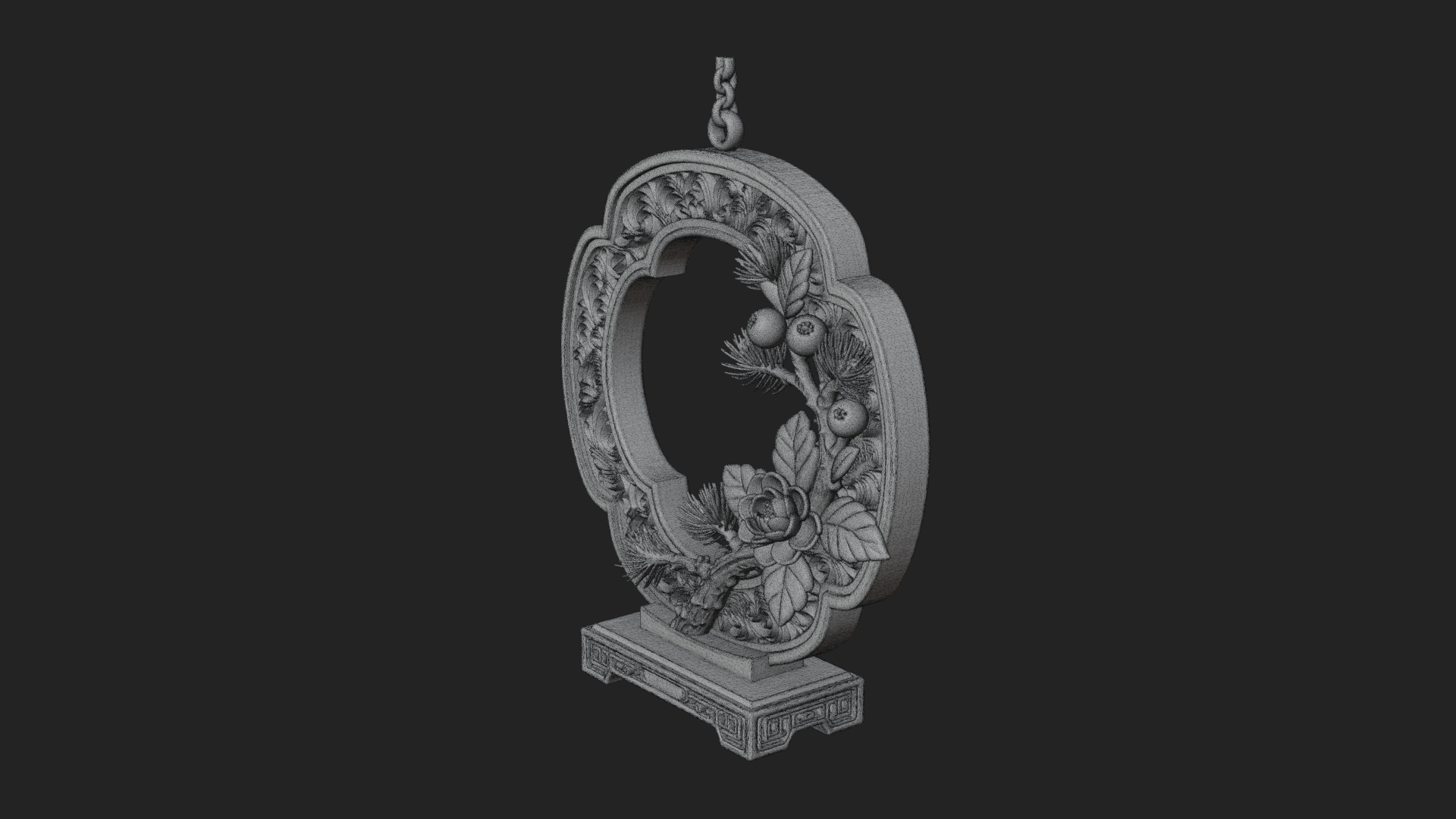 Berry Branch Ring Ornament Design 1 3D Print Model 3D Model