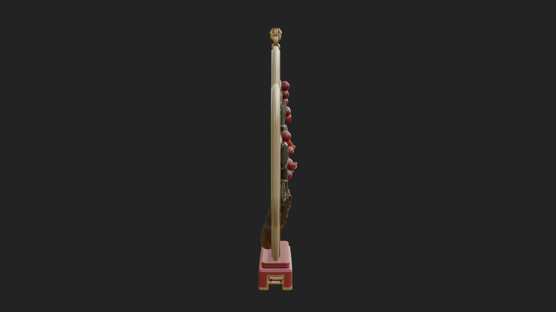 Berry Branch Ring Ornament Design 2 3D Print Model 3D Model