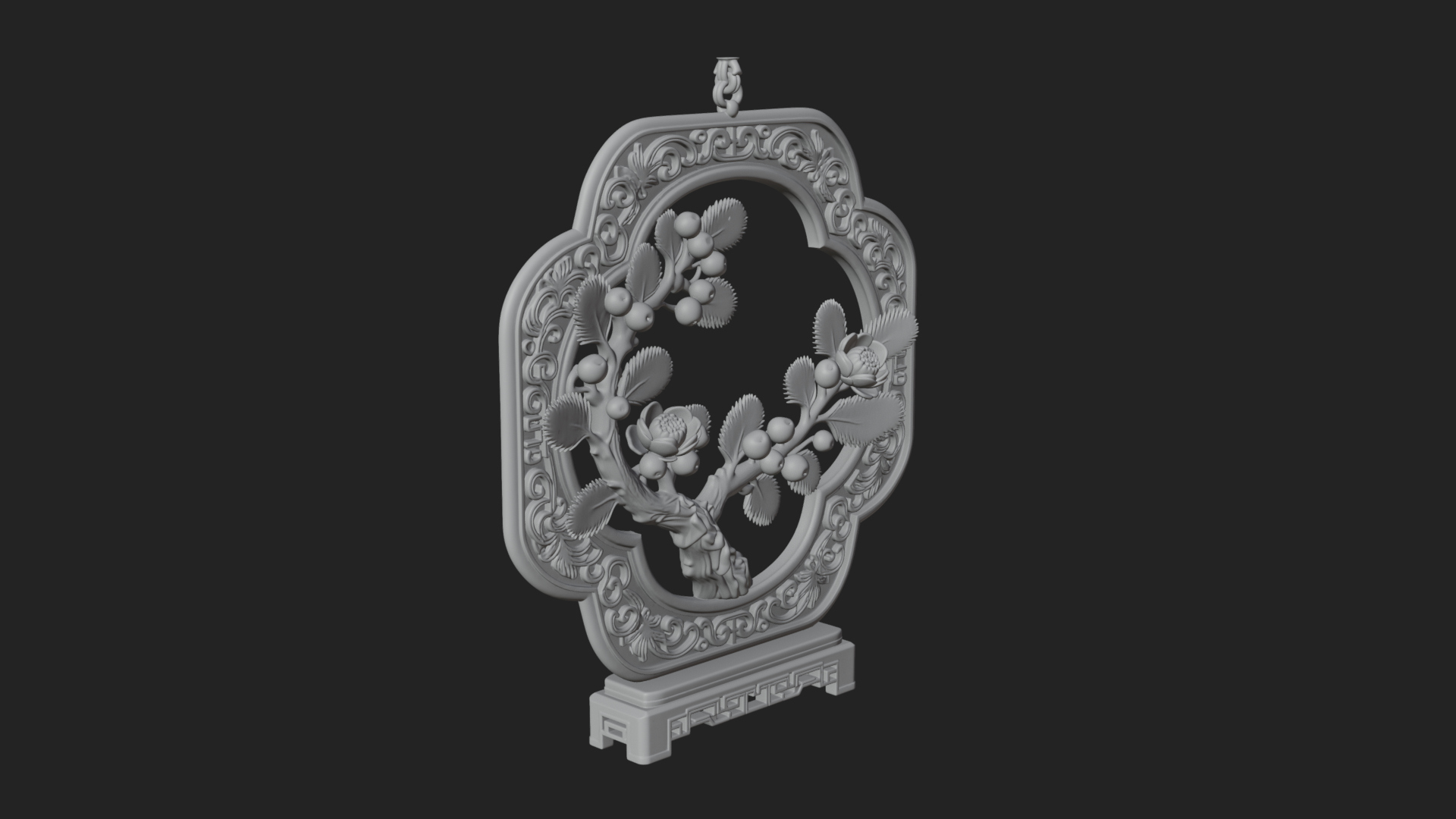 Berry Branch Ring Ornament Design 2 3D Print Model 3D Model
